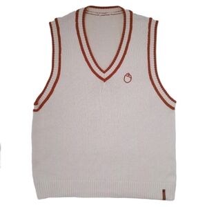 Sabotage Women's Vtg Knit Sweater Vest Sleeveless Top Contrast Trim Preppy Sz M